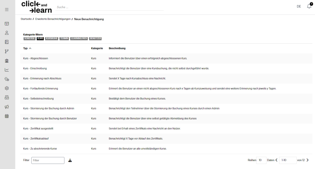 Benachrichtigungen im Corporate LMS