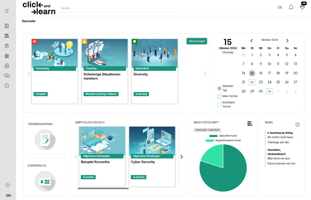 Premium Dashboard vom Corporate LMS